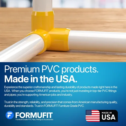 Vista 7 de FORMUFIT Codo de 3 vías de PVC de grado para muebles de 1 pulgada en amarillo, fabricado en Estados Unidos, resistente a los rayos UV, a prueba