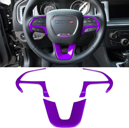 Vista 11 de Kit de decoración de accesorios interiores para cubierta de volante para Dodge Challenger Charger 2015-2024, para Dodge Durango y Jeep Grand Negro