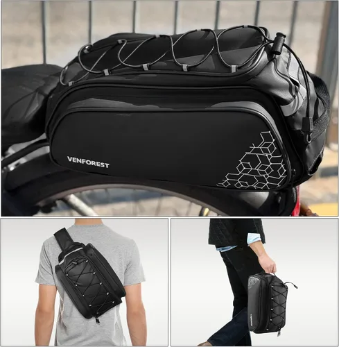 Vista 5 de Bolsa Trasera para Bicicleta, Bolsa de Maletero de Bicicleta de 20L PVC Impermeable para Bicicletas de Carretera y de Montaña, Bolsa Multifuncional