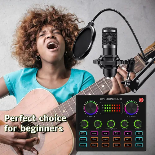 Vista 6 de sktome Paquete de equipo de podcast, cambiador de voz V8max con micrófono de podcast, micrófono condensador de estudio perfecto para podcasting