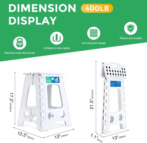 Vista 76 de Dyforce Taburete plegable de 9 pulgadas, taburete para niños, taburetes resistentes para adultos, taburetes de pie compactos, taburetes ligeros