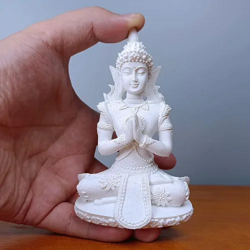 HYFAN Mini estatua de meditación de Buda de piedra arenisca para yoga, figura armoniosa coleccionable, escultura de Feng Shui, decoración para el