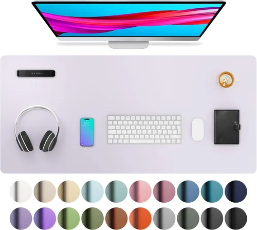 Vista 233 de Aothia - Protector de escritorio de cuero sintético, base para mouse y cubierta antideslizante, superficie impermeable para laptop y escritura