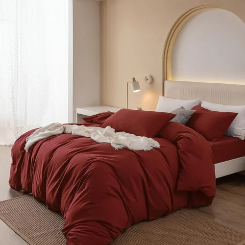 Vista 30 de JIYUAN - Juego de 3 piezas de 1 funda de edredón de algodón 100% lavado de 90x90 pulgadas (relleno no incluido) y 2 fundas de almohada, cómodo