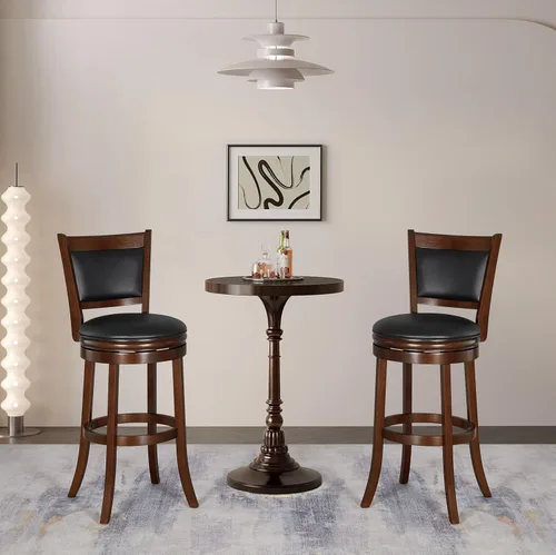 Vista 39 de Ball & Cast Taburetes giratorios tapizados para mostrador de cocina, taburetes de bar de 24 pulgadas de altura del asiento, silla de taburete