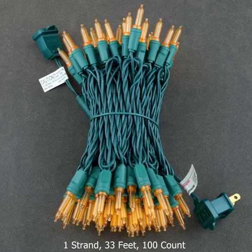 Vista 5 de YULETIME 100 luces LED T5 de Navidad naranjas de una pieza, 33 pies de alto, impermeables, con certificación UL, cable verde (naranja)