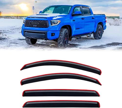 Vista 31 de Viseras de ventana para Chevrolet Silverado y GMC Sierra 1500 Crew Cab 2014-2018, protectores de lluvia, deflector de ventilación, sombra humo