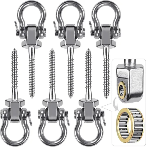 Vista 9 de BeneLabel Ganchos de columpio resistentes con rodamientos, juego de 2 soportes de tornillo de acero inoxidable 304 para sillas colgantes, columpios
