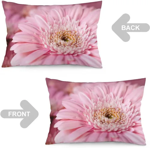 Vista 4 de Funda de almohada lumbar rosa con margaritas para exteriores, de 16 x 24 pulgadas, a la moda, con cremallera, diseño de impresión de doble cara