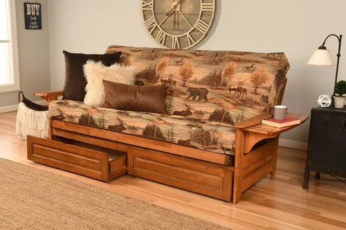 Vista 20 de Kodiak Furniture Futón Phoenix, tamaño completo, gamuza azul marino