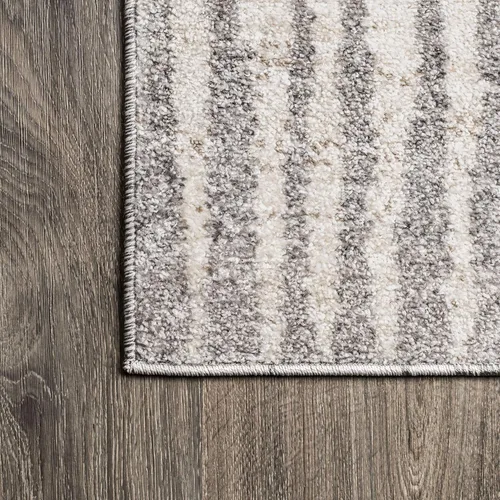 Vista 4 de JONATHAN Y Skoura - Alfombra moderna a rayas negritas beige/gris oscuro, 2 x 8 pulgadas, bohemio, casual, fácil de limpiar para sala de estar