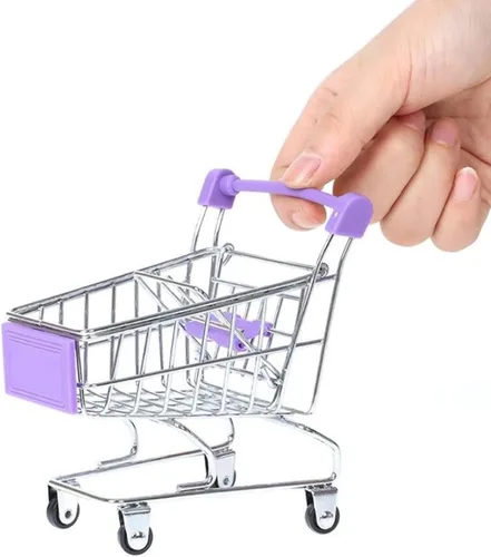 Vista 4 de Carrito de compras mini, carrito de mano de supermercado, carrito de almacenamiento mini para supermercado, juguete decorativo para almacenamiento