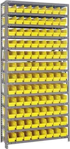 Vista 65 de Quantum QSBU-245BK Heavy Duty Shelving Unit with (7) Shelves and (24) QUS245 Black Bins for Garage Warehouse Storage Distribution 400 lb Load