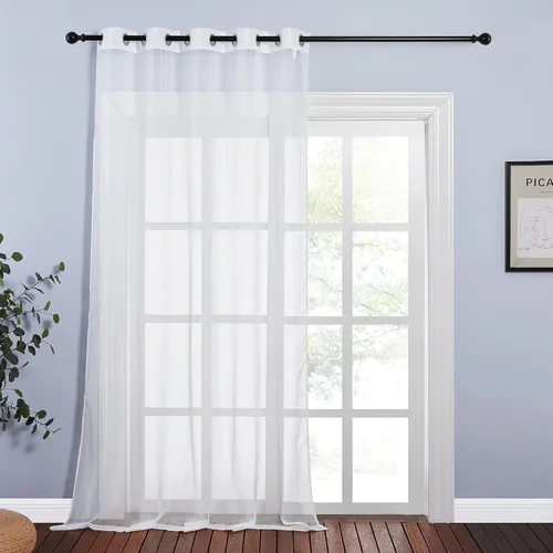 Vista 11 de NICETOWN Cortina para puerta corrediza extra ancha, con ojales en la parte superior, cortina decorativa vertical de gasa transparente, panel