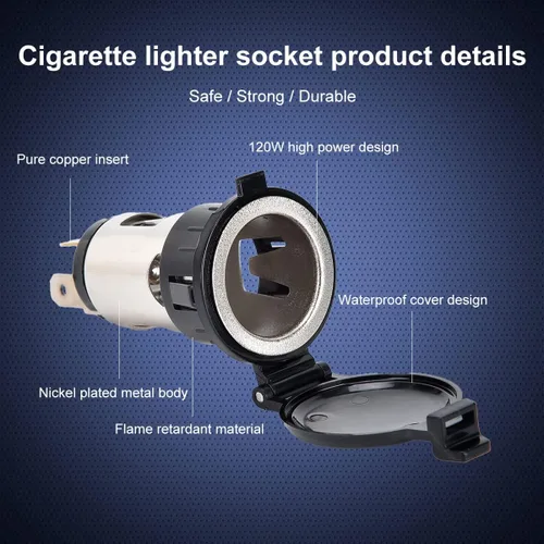 Vista 4 de CNAODUN Enchufe para encendedor de cigarrillos de automóvil DC 12V/24V toma de corriente con botón de expulsión de 12 voltios de repuesto