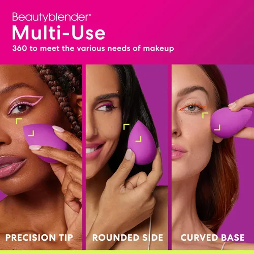 Vista 5 de Beautyblender Esponja de maquillaje Amethyst Beauty Blender, espuma súper suave que combina fácilmente bases, polvos y cremas, fabricada en Estados