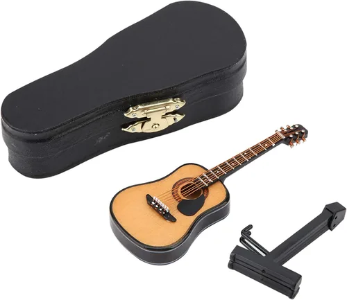 Vista 6 de Mini guitarra modelo de guitarra, modelo de guitarra en miniatura hecha a mano, para mesa de oficina, escritorio en casa (3.9 in)