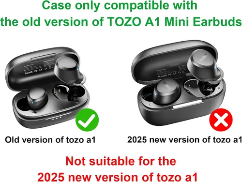 Vista 6 de LEFXMOPHY Funda de repuesto para auriculares inalámbricos TOZO A1 Mini (no compatible con la versión 2024 2025), funda protectora de silicona negra