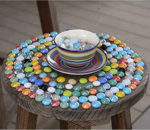 Vista 13 de HappyFiller 170 piezas de mini canicas planas doradas, piedras preciosas de cristal, guijarros decorativos de 1 libra, para centros de mesa de boda