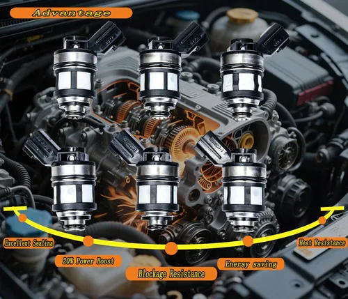 Vista 8 de 6 inyectores de combustible con conector de arnés de repuesto para Nissan Frontier Pathfinder Xterra 2.4L 3.3L 1996-2004, OEM #16600-38Y10