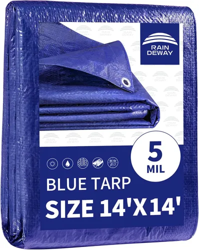 Vista 28 de RAINDEWAY Tarps 7x7 pies (paquete de 2) - 5.5 mil, cubierta de lona de polietileno impermeable multiusos con ojales de metal y bordes reforzados
