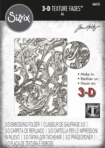 Vista 2 de Sizzix Carpeta de grabación en relieve con textura 3D enredada por Tim Holtz, 666155, multicolor