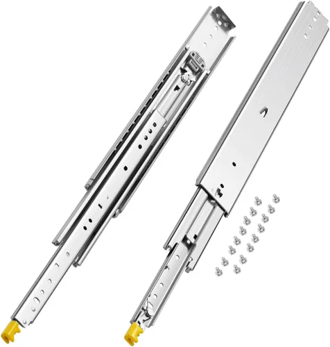 Vista 17 de VEVOR Diapositivas de cajón resistentes de 18 pulgadas, 500 libras, 1 par de rieles de rodamiento de bolas de montaje lateral de extensión completa