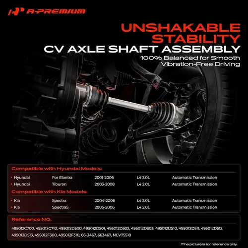 Vista 2 de A-Premium Conjunto de eje de transmisión compatible con Hyundai Elantra 2001-2006, Tiburon 2003-2008 y Kia Spectra 2004-2006, Spectra5 2005-2006, L4