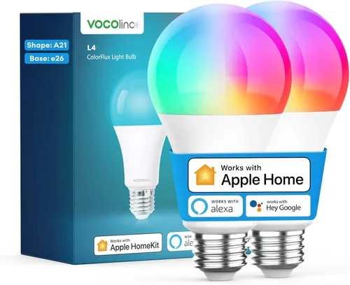 Vista 9 de VOCOlinc Bombilla inteligente funciona con Apple Homekit, Alexa, Google Home, bombillas inteligentes WiFi regulables, 850 lúmenes, bombilla LED