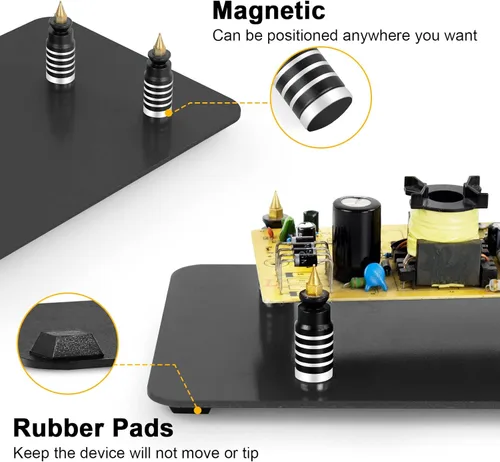 Vista 7 de Manos magnéticas que ayudan a soldar tercera mano, soporte para placa de circuito PCB con lámpara de aumento LED 3X, soporte para pistola de aire