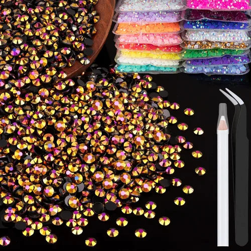 Vista 57 de 4000 diamantes de imitación de resina de 0.157 pulgadas a granel, transparentes AB con parte trasera plana, diamantes de imitación redondos