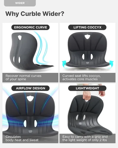 Vista 7 de curble Paquete de 2 sillas ergonómicas de apoyo para la espalda, soporte lumbar para corrección de postura y alivio del dolor de espalda