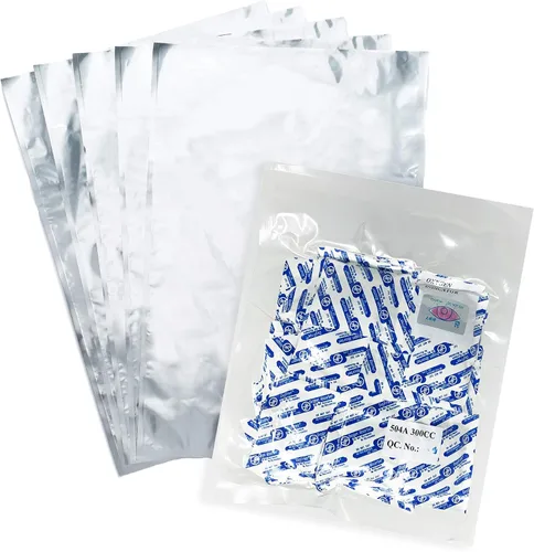 (50) bolsas Mylar de 4 mil 1 galón 10 x 16 pulgadas + (50) absorbentes de oxígeno de 300 cc para almacenamiento de alimentos de emergencia a largo