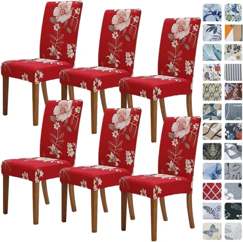 Vista 78 de SPRINGRICO Fundas navideñas para sillas de comedor, paquete de 6, fundas elásticas para sillas de comedor, fundas para sillas Parsons de cocina