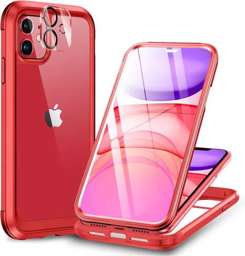 Vista 177 de Miracase Glass Series - Funda para iPhone 11 de 6.1 pulgadas, funda resistente de cuerpo completo mejorado con protector de pantalla de vidrio Negro