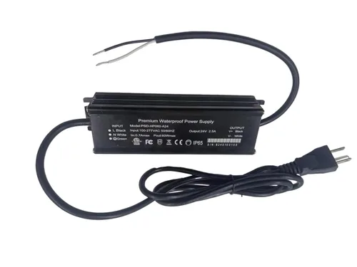 Vista 4 de Transformador LED de 60 W 12 V con certificación ETL, fuente de alimentación impermeable IP65, adaptador de bajo voltaje de 100-277 V CA a 12 V CC