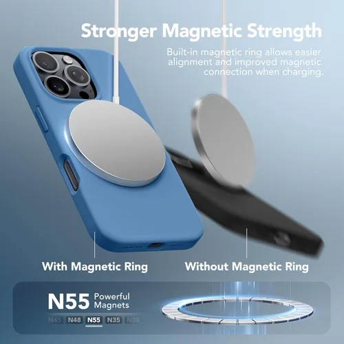 Vista 1446 de GONEZ Funda magnética para iPhone 14, compatible con Magsafe, con protector de pantalla + protector de cámara, forro de microfibra antiarañazos