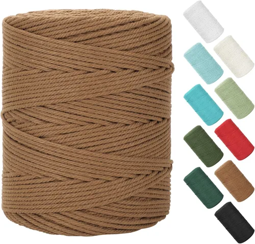 Vista 114 de Cuerda de macramé de 0.079 in x 220 yardas (656 pies), cuerda de algodón natural para colgar en la pared, ganchos de plantas, manualidades, Verde
