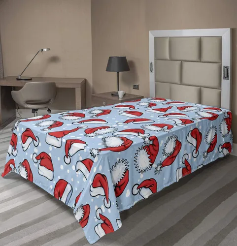 Vista 50 de Ambesonne Sábana encimera floral, patrón rítmico de ramas de bayas de Navidad, suave y cómoda, ropa de cama decorativa de 1 pieza, tamaño Verde