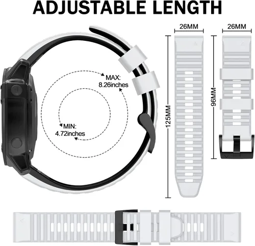 Vista 5 de ISABAKE Compatible con Fenix 6X Band, 0.86 pulgadas de silicona suave de fácil ajuste para relojes inteligentes Fenix 5X/Fenix 5X Plus/Fenix 3/Fenix