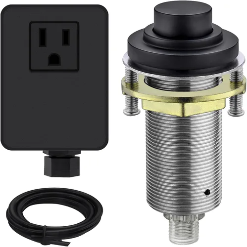 Vista 11 de Kit de interruptor de aire SinkTop (botón largo de latón completo) para eliminación de basura, bronce aceitado inalámbrico