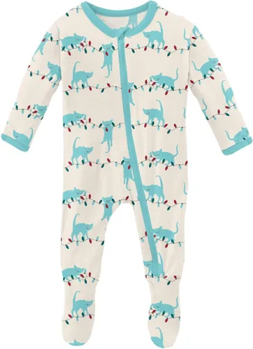 Vista 51 de KicKee Baby & Toddler - Pijama de viscosa ultrasuave de bambú con patas abatibles y puños