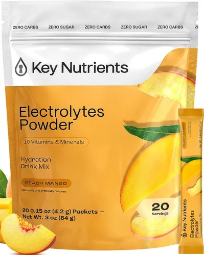 Vista 19 de KEY NUTRIENTS Electrolitos multivitamínicos en polvo sin azúcar - Polvo de electrolitos de naranja ácida - Suplemento de resistencia y energía
