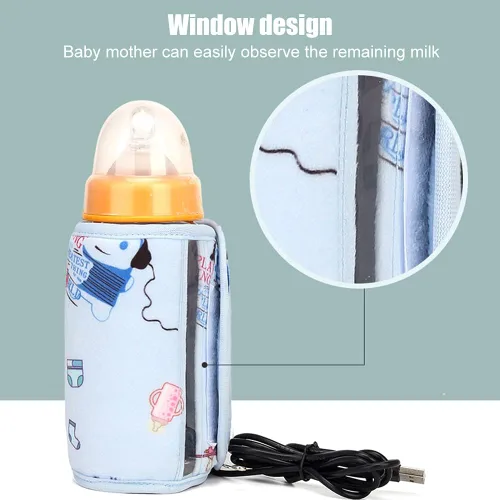 Vista 4 de Pilarmuture Calentador de biberones lavable, portátil USB, mantiene la temperatura perfecta para leche de bebé, se utiliza para leche de bebé, se