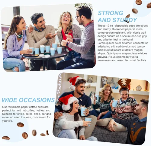 Vista 6 de Patelai 48 piezas de tazas de café desechables de 12 onzas con tapas y asas al por mayor, taza de papel aislada para chocolate caliente para bebidas