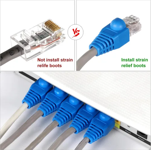 Vista 5 de Kit de Herramienta de Crimpado RJ45 Pass Thru Cat5 Cat5e Cat6 Herramienta de Crimpado RJ45 con 20 Conectores RJ45 Cat6 Pass Through, 20 Cubiertas, 1
