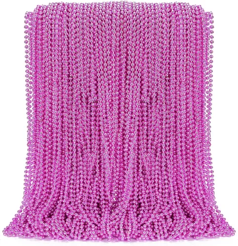 Vista 17 de EOBOH 100 PCS Collares de Cuentas de Mardi Gras, Collar de Cuentas Coloridas Juguete Recuerdos de Fiesta, Accesorios de Disfraz de Cuentas de 33" a