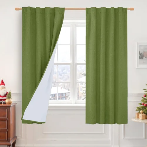 Vista 96 de LAMIT Cortinas opacas cortas de lino de 30 pulgadas para ventanas de cocina sobre el fregadero, cortinas de café texturizadas de lino marfil