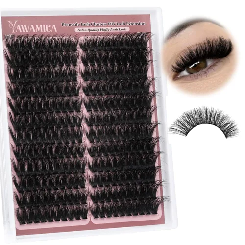 Vista 13 de Yawamica - Extensiones de pestañas en racimo, volumen 100D, 12-20 mm, puntas de 15-21 mm, individuales, estilo manga, tipo hada, efecto wispy