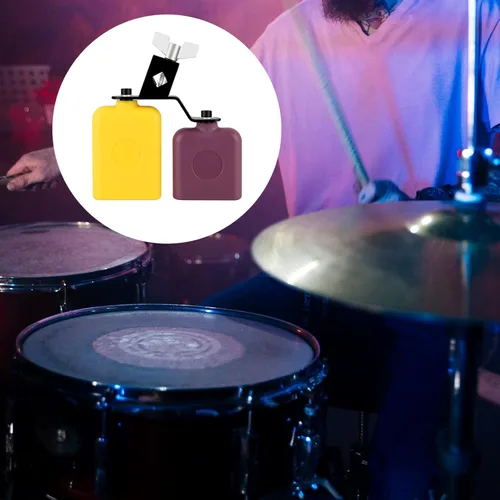 Vista 7 de RANMING Bloque de mermelada de plástico de vaca, campana de doble sambago para práctica de banda, actuación en festivales, kit de instrumentos